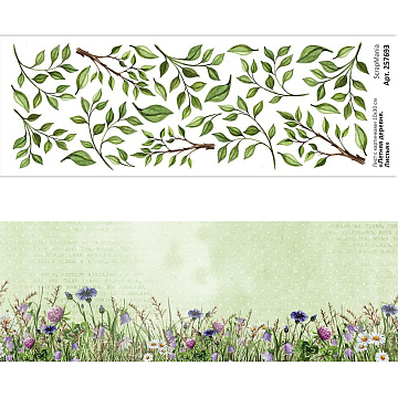 Лист с картинками 10х30 см "Летняя деревня. Листья" (ScrapMania)