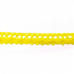 Лента кружевная хлопковая "Желтая", ширина 1,2 см, длина 0,9 м (Рукоделие)