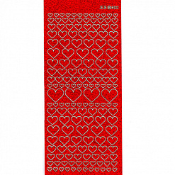 Контурные наклейки переливающиеся "Сердца", красные (JEJE)