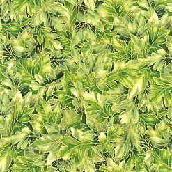 Отрез ткани 50х55 см "Зеленые листья с золотом" (Peppy)