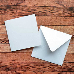 Заготовка для открытки 10х10 см "Белая квадратная" с конвертом (DoCrafts)