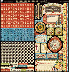Набор бумаги 30х30 см с наклейками и высечками "Times Nouveau", 24 листа (Graphic 45)