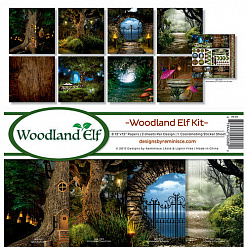 Набор бумаги 30х30 см с наклейками "Woodland elf", 8 листов (Reminisce)