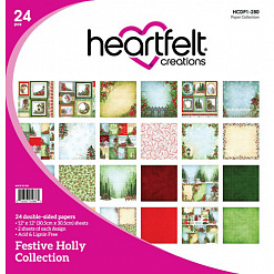 Набор бумаги 30х30 см "Festive holly", 24 листа (Heartfelt Creations)