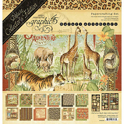 Набор бумаги 30х30 см с наклейками и высечками "Safari Adventure", 24 листа (Graphic 45)