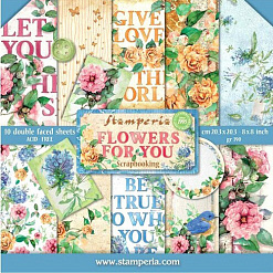 Набор бумаги 20х20 см "Flowers for you", 10 листов (Stamperia)