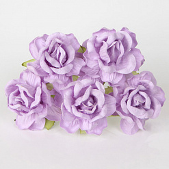 Букет больших кудрявых роз "Светло-сиреневый 3", 5 шт (Craft)