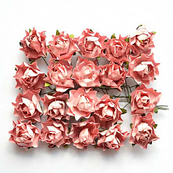Набор бумажных роз с открытым бутоном "Венди. Винтажный розовый", 20 шт (Mr.Painter)