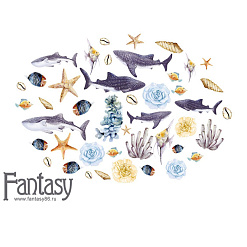 Набор тканевого чипборда "Теплое море 8 ", 44 шт (Fantasy)