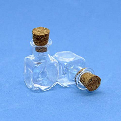 Стеклянная бутылочка с пробкой "Куб", 2 мл (Рукоделие)