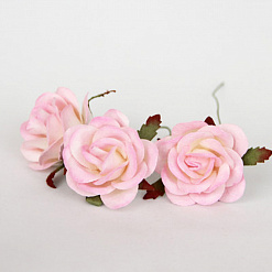 Цветок розы коттеджной "Средний. Светло-розовый с белым", 4 см, 1 шт (Craft)