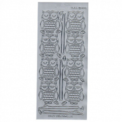 Контурные наклейки "Совы", цвет серебро (JEJE)