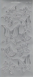 Контурные наклейки "Разные бабочки", цвет серебро (JEJE)