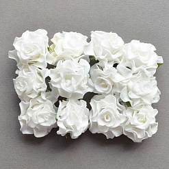 Набор роз из фоамирана с открытым бутоном "Ангажемент. Белые", 12 шт (Mr.Painter)