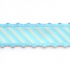 Лента капроновая "Голубые диагонали", ширина 4 см, длина 0,9 м