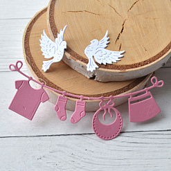 Набор вырубок "Детская растяжка и голуби", цвет розовый (ScrapMania)
