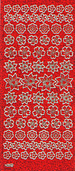 Контурные наклейки переливающиеся "Цветы", красные (JEJE)