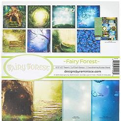 Набор бумаги 30х30 см с наклейками "Fairy Forest", 8 листов (Reminisce)