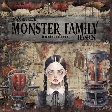 Набор бумаги 30х30 см "Monster family basicos", 12 листов (BellaLuna)