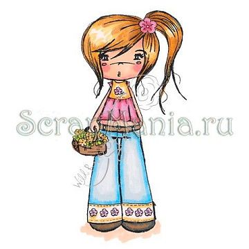 Штамп "Девочка с корзинкой"