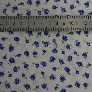 Отрез ткани "Маленькие синие розы" 50х110 см (Stoff)