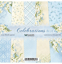 Набор бумаги 15х15 см "Celebrations Blue", 20 листов (ScrapAndMe)