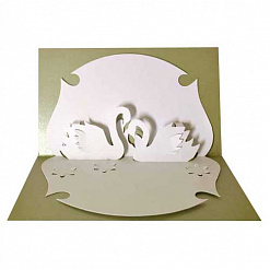 Заготовка для открытки с 3D вкладышем "Лебеди", цвет серебряный и белый (Лоза)
