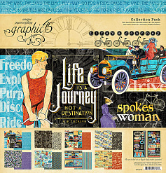 Набор бумаги 30х30 см с наклейками "Life's a journey", 16 листов (Graphic 45)