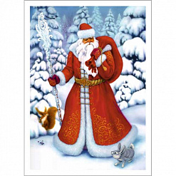 Тканевая карточка "Снегурочка и Мороз. Дедушка с друзьями" (ScrapMania)