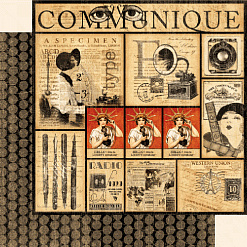 Набор бумаги 30х30 см с наклейками и высечками "Communique", 24 листа (Graphic 45)