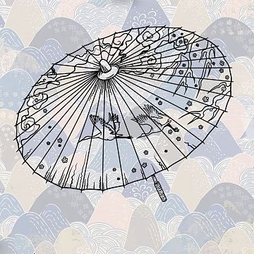 Штамп "Японский зонтик", 4,5х3,5 см (Креатив)