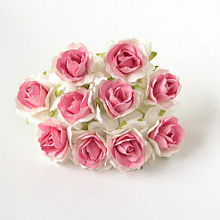 Букет кудрявых роз "Белый со средним розовым", 10 шт (Craft)