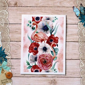 Тканевая карточка "Роскошный фламинго. Счастливые" (ScrapMania)