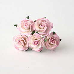 Букет крупных роз "Светло-розовый с белым", 2,5 см, 5 шт (Craft)