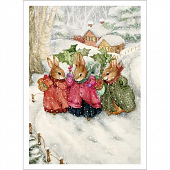 Тканевая карточка мини "Кроличья семья. Зимний денек" (ScrapMania)