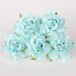 Букет больших кудрявых роз "Светло-бирюзовый", 4 см, 5 шт (Craft)