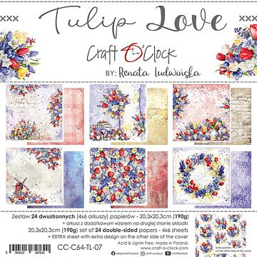 Набор бумаги 20х20 см "Tulip love", 24 листа (CraftO'clock)
