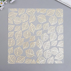 Лист веллума 30х30 см с фольгированием "Golden Leaves" (Фабрика Декору)