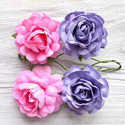 Набор цветов "Розы, розовые и фиолетовые", 4 шт (ScrapBerry's)