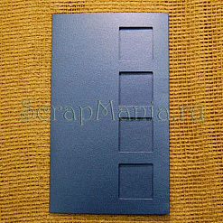 Заготовка для открытки тройная "4 квадрата", синяя перламутровая (Лоза)
