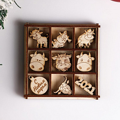 Набор деревянных украшений "Новый год . Бычки" (АртУзор)