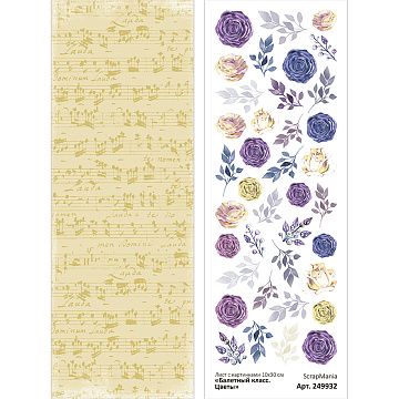 Лист с картинками 10х30 см "Балетный класс. Цветы" (ScrapMania)