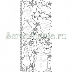 Контурные наклейки "Снеговик" с перфорацией, лист 10x24,5 см, цвет серебро