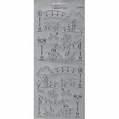 Контурные наклейки "Парк миниатюр", цвет серебро (JEJE)