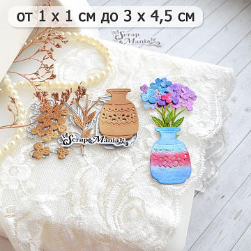 Нож "Цветочный комплимент. Глиняная ваза с цветами", 3х4,5 см (ScrapMania)