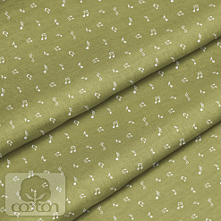 Отрез ткани 79х50 см "Ноты зеленые" (Cotton)