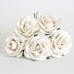 Букет огромных роз "Белый. С закругленными лепестками", 4 см, 5 шт (Craft)