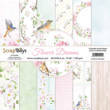 Набор бумаги 20х20 см "Flower dreams", 12 листов (ScrapBoys)