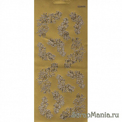 Контурные наклейки "Орнамент с бабочками", лист 10x24,5 см, цвет золото (JEJE)