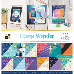 Набор бумаги 30х30 см с фольгированием "Ocean Wonder", 36 листов (DCWV)